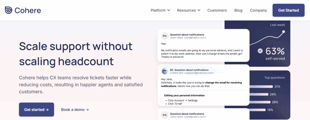 Cohere AI: Features, Pricing, Use Cases, and Best Alternatives – VidAU.ai Cohere interface homepage