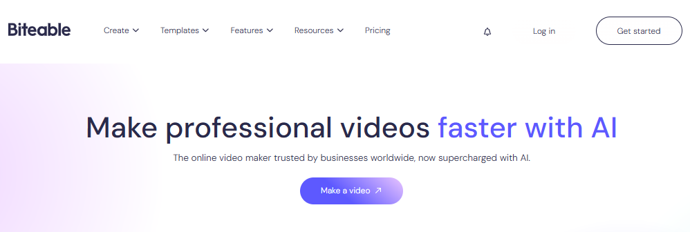image – VidAU.ai Biteable video maker dashboard with templates and AI avatars