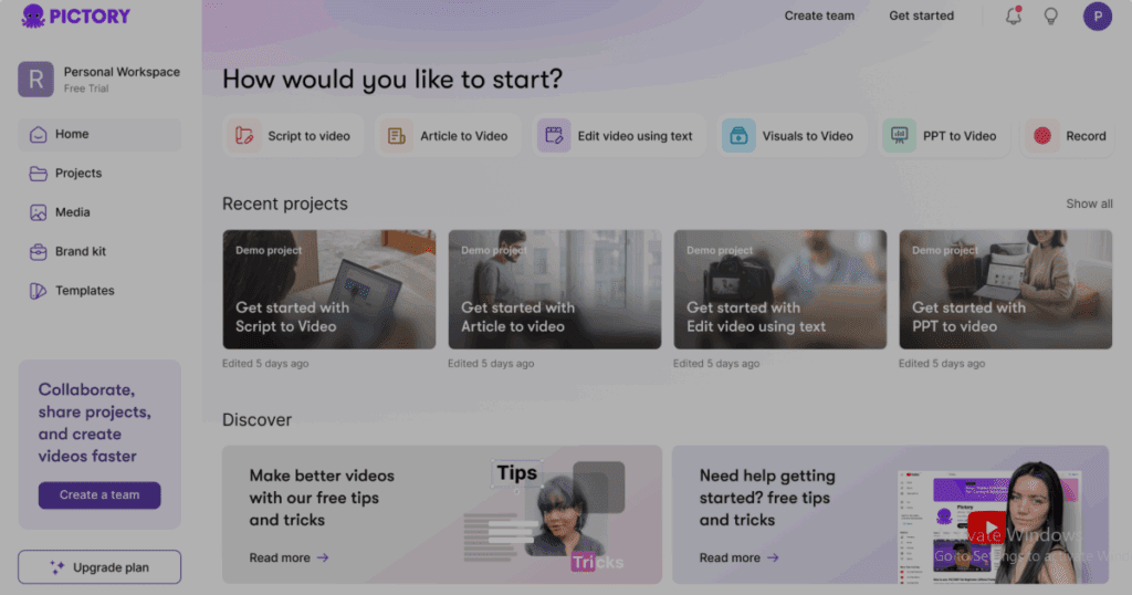 Pictory AI homepage – VidAU.ai what does pictory ai do
