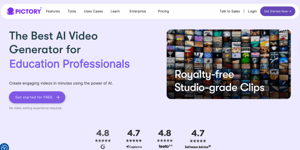 Pictory AI landing page image – VidAU.ai Pictory AI landing page image
