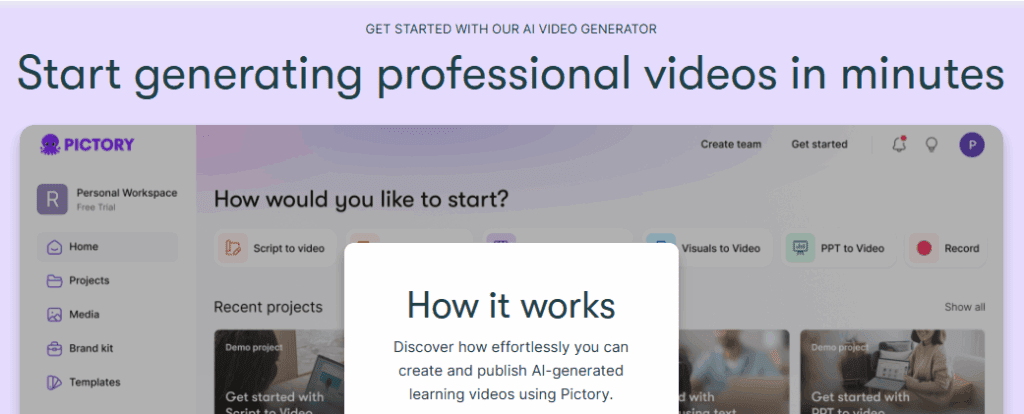image – VidAU.ai Pictory templates homepage