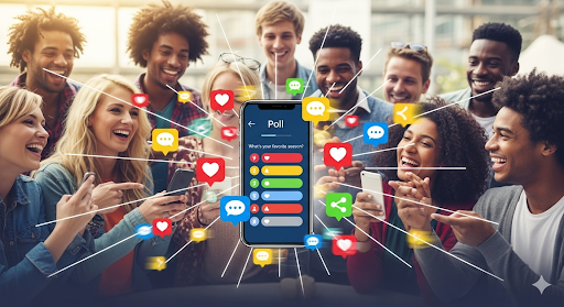 Interactive posts – VidAU.ai An image of multiple people engaging with interactive posts