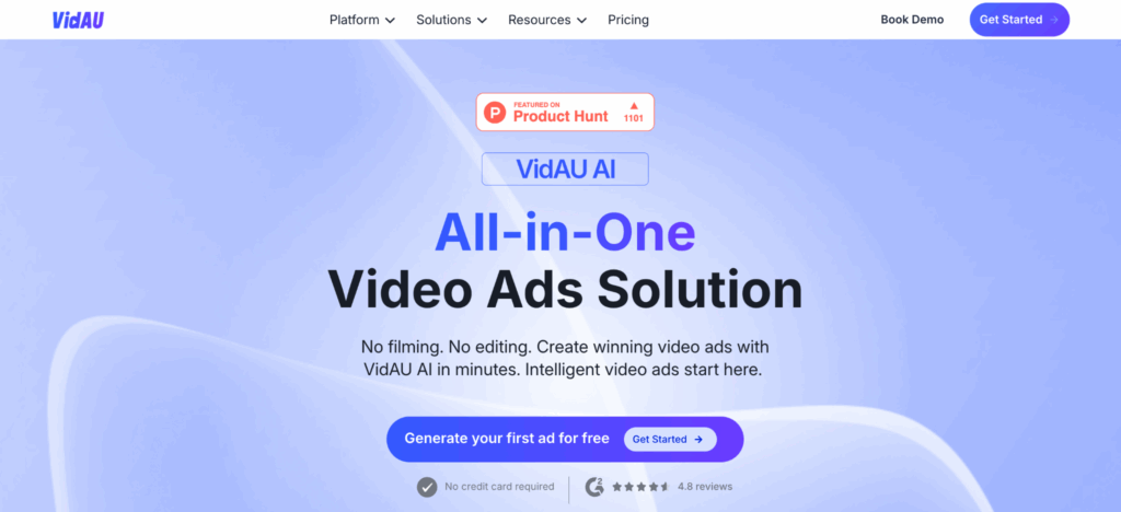 An image of VidAU AI video generator landing page – VidAU.ai An image of VidAU AI video generator landing page