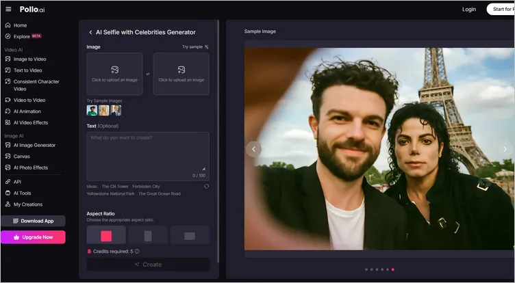 image – VidAU.ai celebrity AI selfie generator