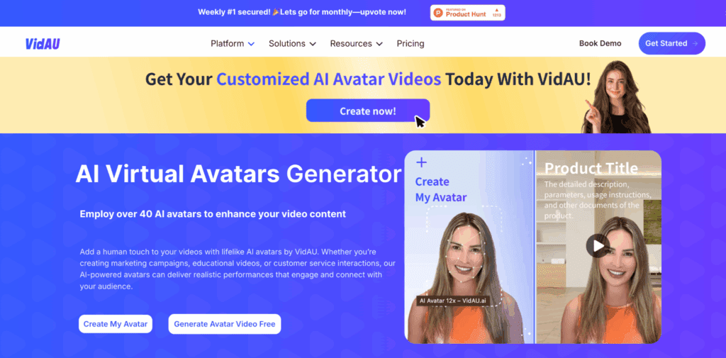 VidAU AI Avatar landing page to create and change face in video – VidAU.ai VidAU AI Avatar landing page to create and change face in video