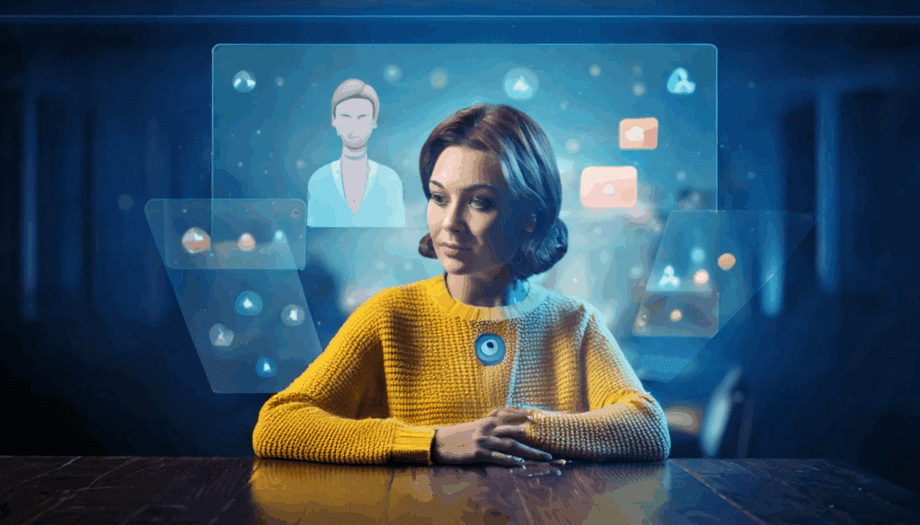 An image of a female talking AI Avatar – VidAU.ai An image of a female talking AI Avatar