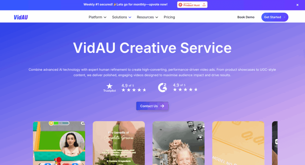 an image of VidAU AI creative service page – VidAU.ai an image of VidAU AI creative service page
