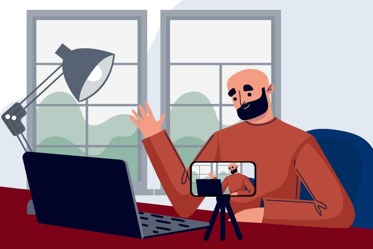 image – VidAU.ai An animated image of a man using an online animated video maker