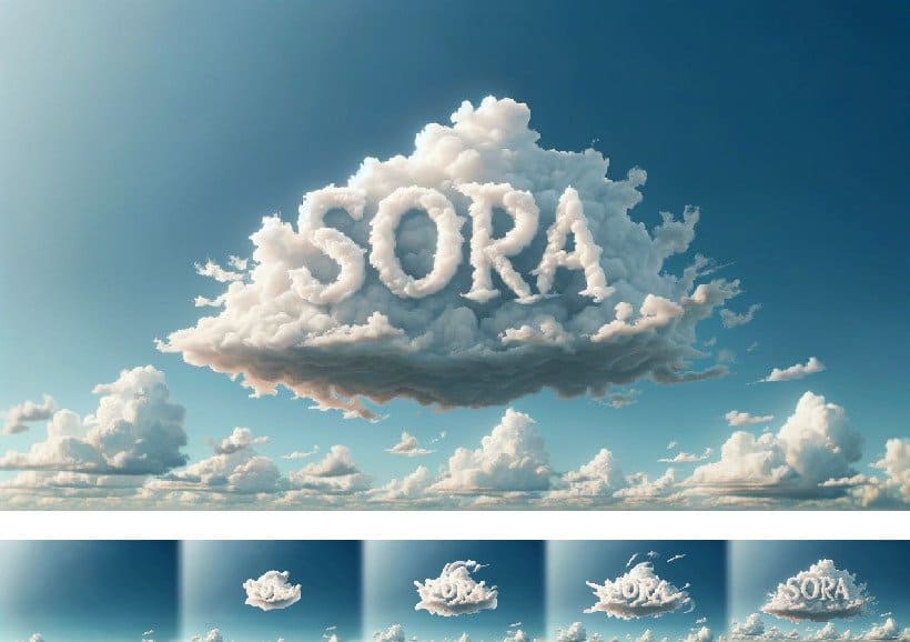 Sora From ChatGPT sora ai video generator creating a cloud with SORA inscription