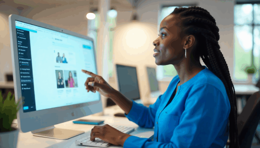 Woman learning how to do dropshipping on a computer screen