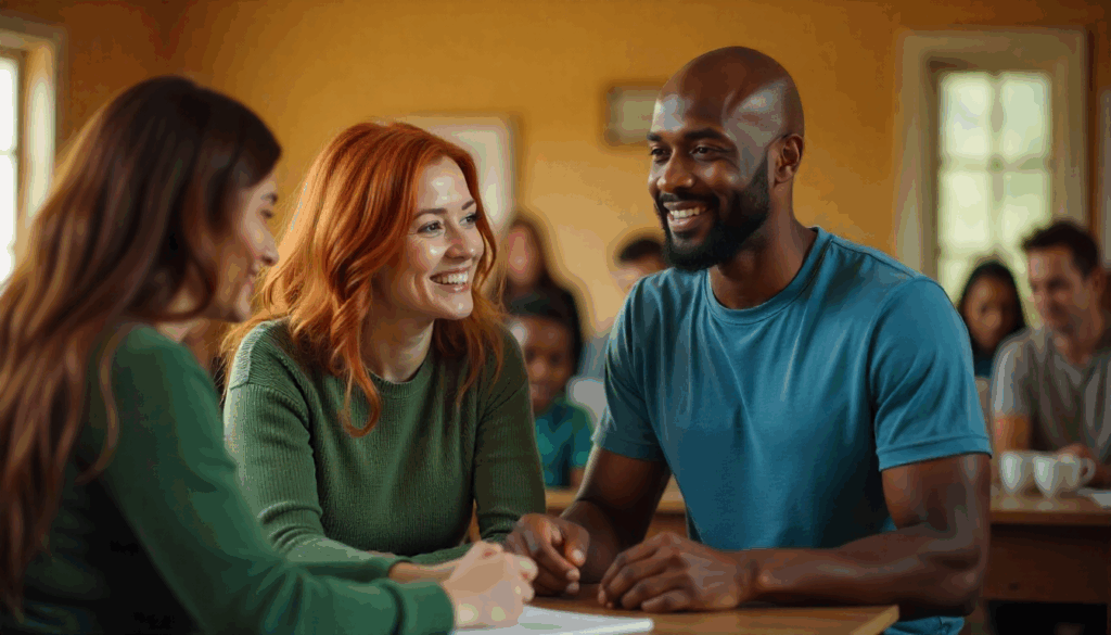 Employees collaborating during a training session created with Adobe Express Video.