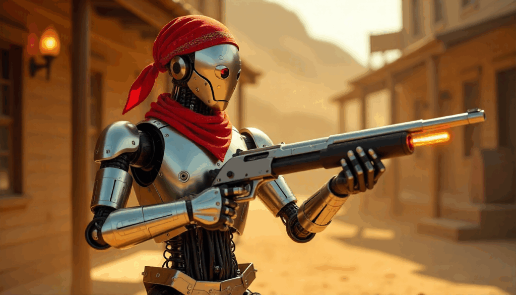 A robot cowboy symbolizing PepHop AI creative visual power.