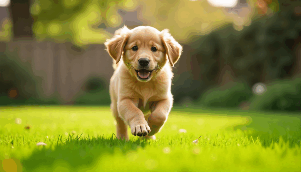 Puppy running outdoors showing ideal Instagram story size