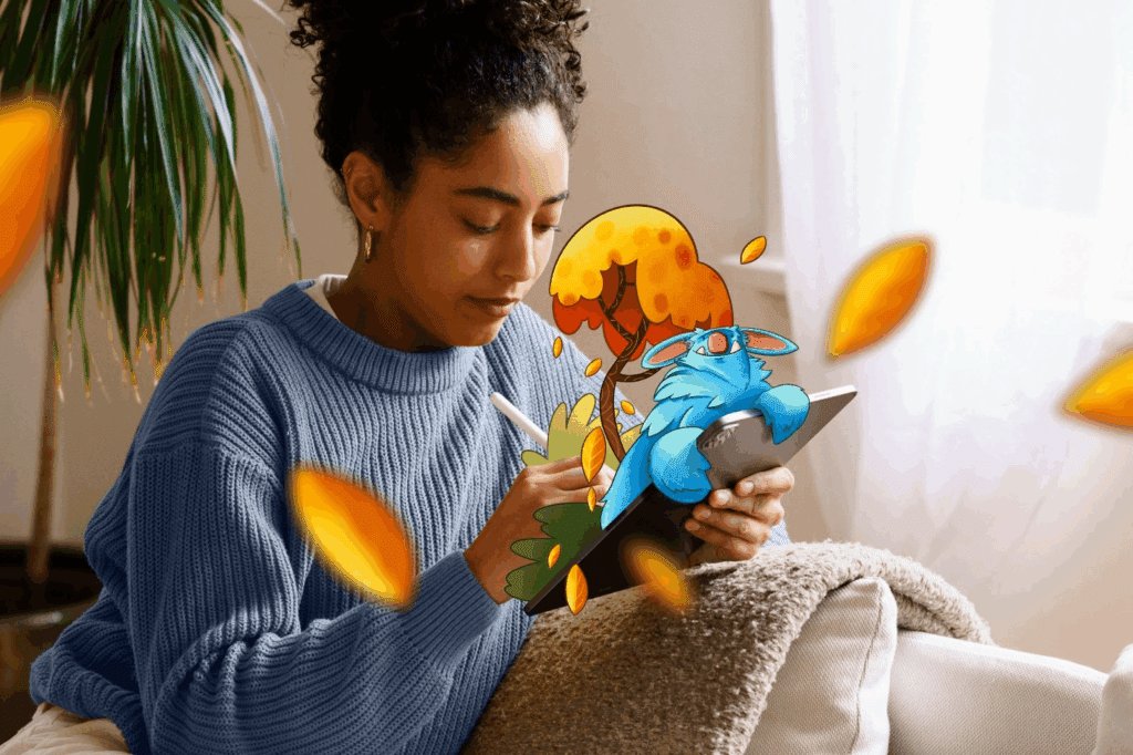 image – VidAU.ai A lady using bing image creator free to generate an image