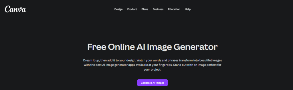 image – VidAU.ai Canva’s AI image generator homepage