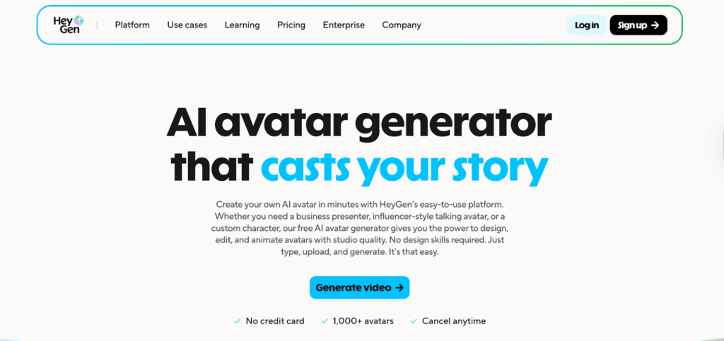 Heygen AI landing page imagex