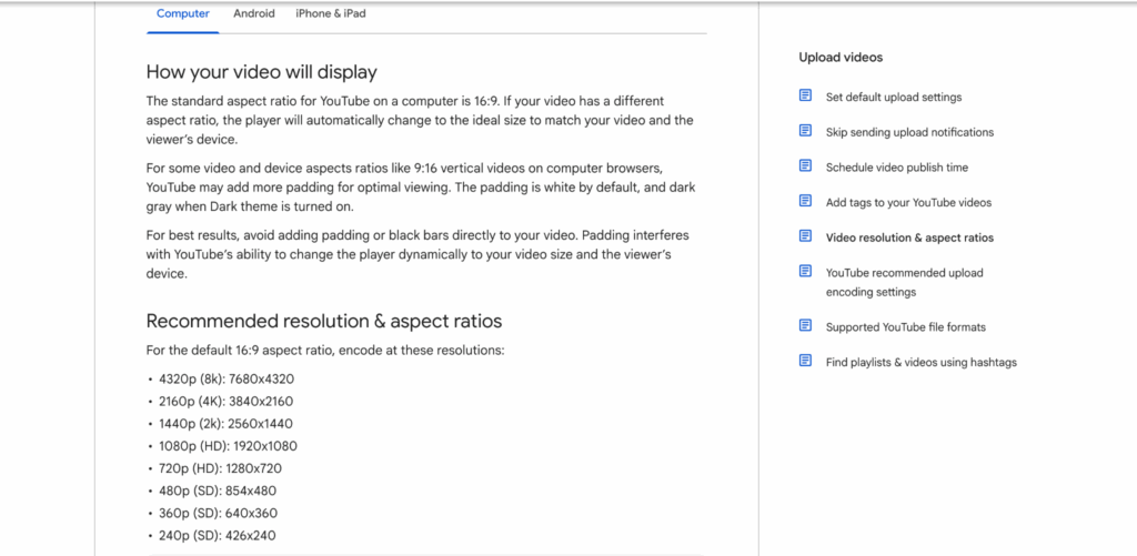 image of YouTube video size and aspect ratios – VidAU.ai image of YouTube video size and aspect ratios