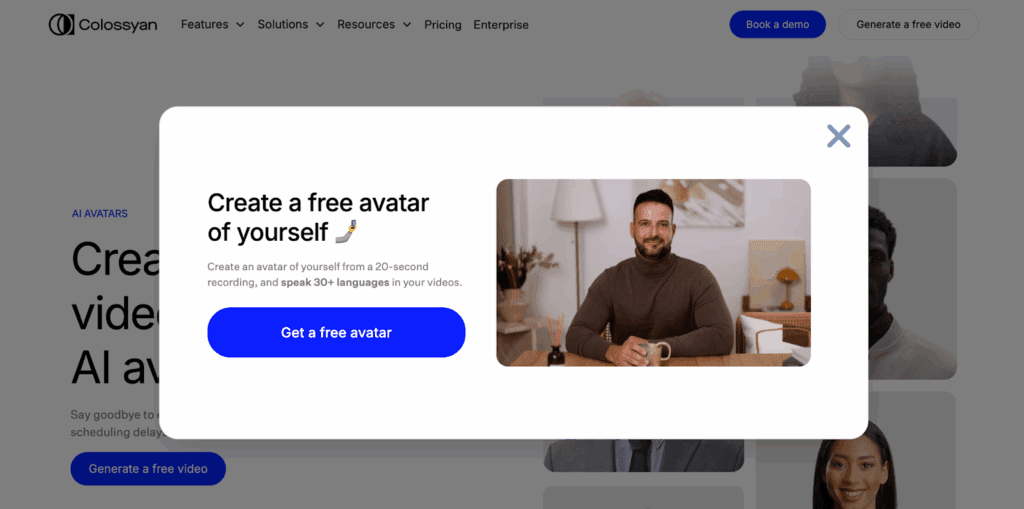 Colossyan AI landing page image