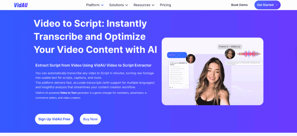 image – VidAU.ai image of VidAU AI video to text converter