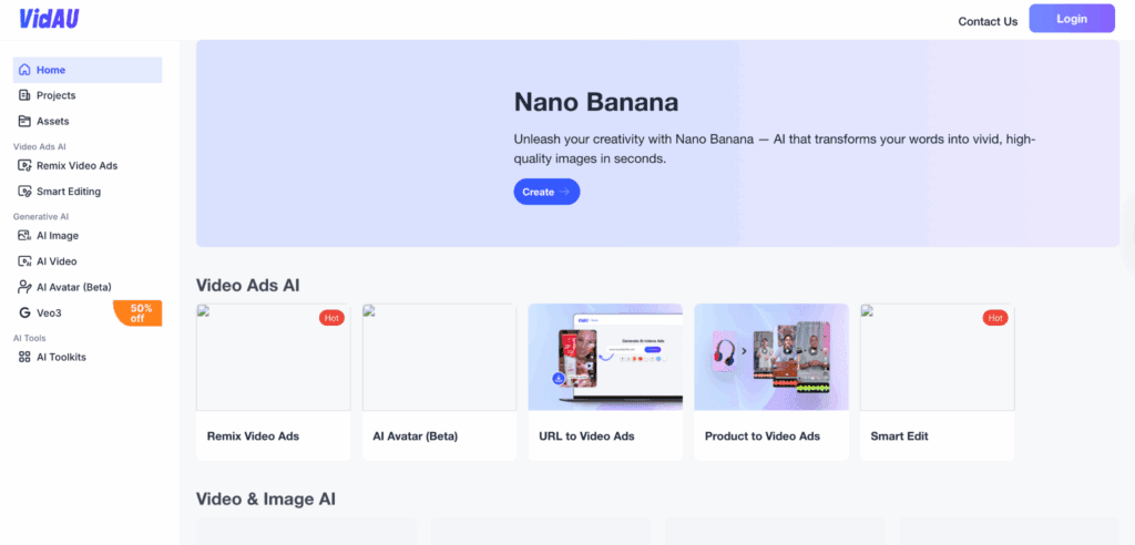 image of an high quality video tool landing page – VidAU.ai image of an high quality video tool landing page