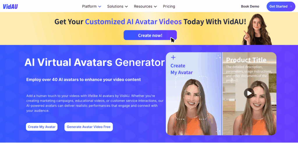 VidAU AI Avatar landing page – VidAU.ai VidAU AI Avatar landing page