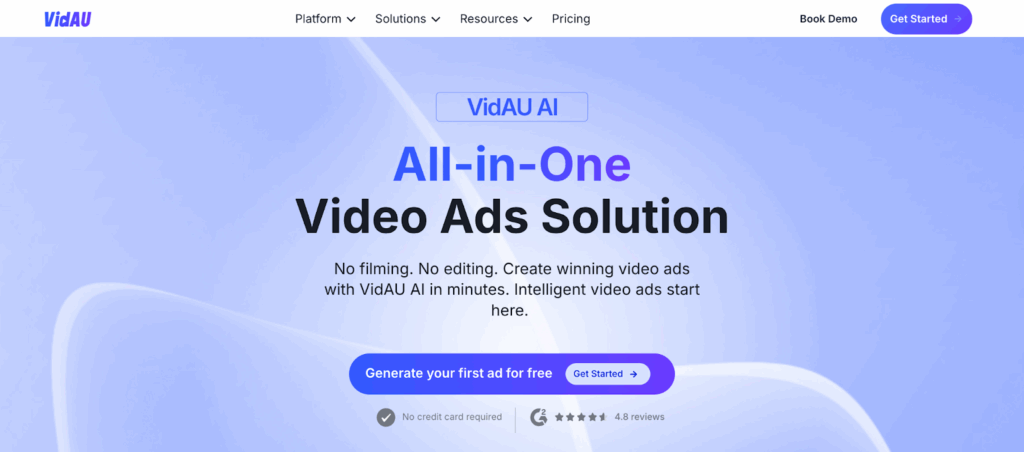 an image of VidAU AI vIDEO mAKER homepage