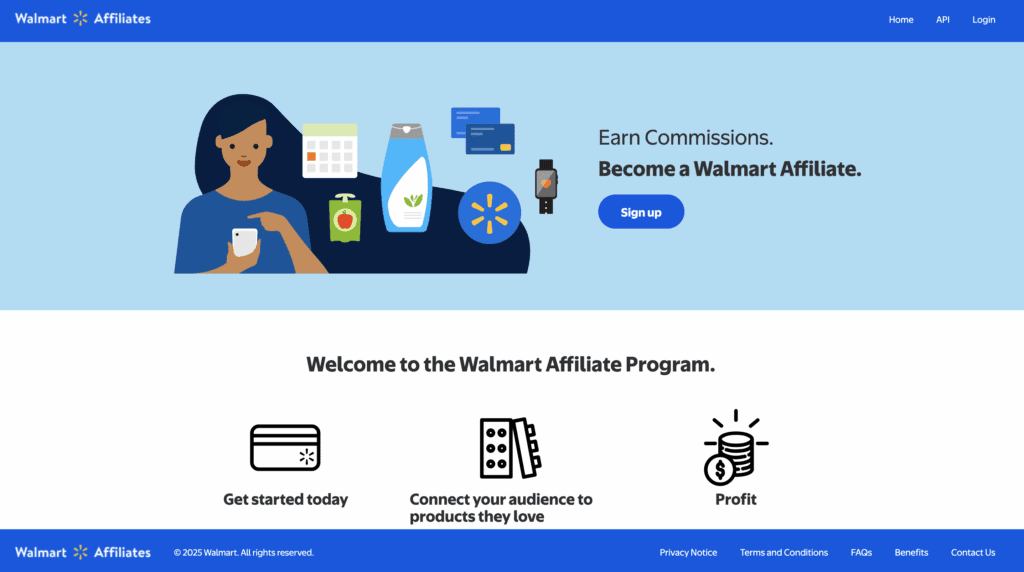 Walmart affiliate program dashboard