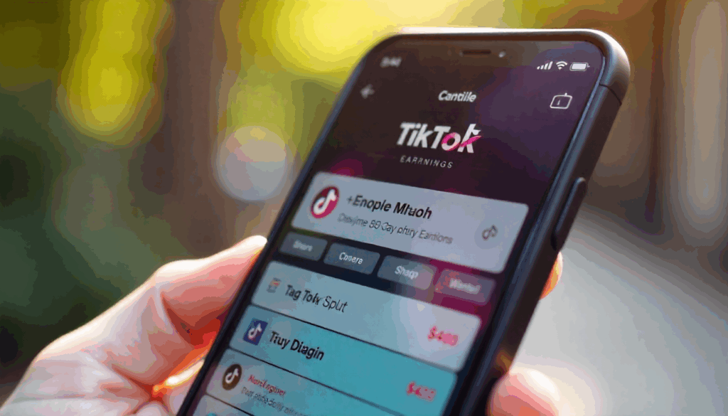 Person checking TikTok earnings on phone showing how much does TikTok pay