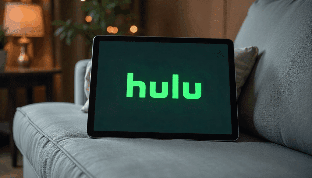 Tablet showing Hulu logo on screen during hulu black friday sale.