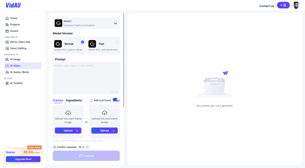 image – VidAU.ai Veo 3 ai dashboard on VidAU