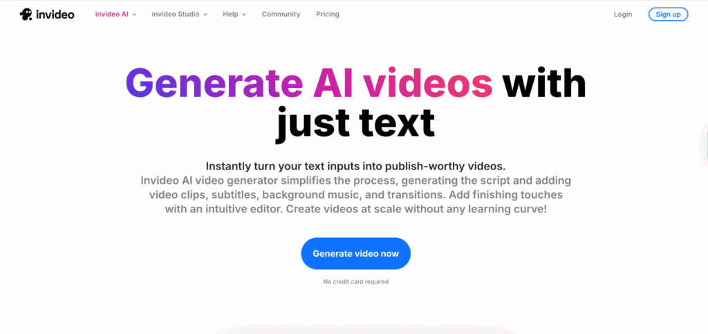 image – VidAU.ai Invideo AI home page