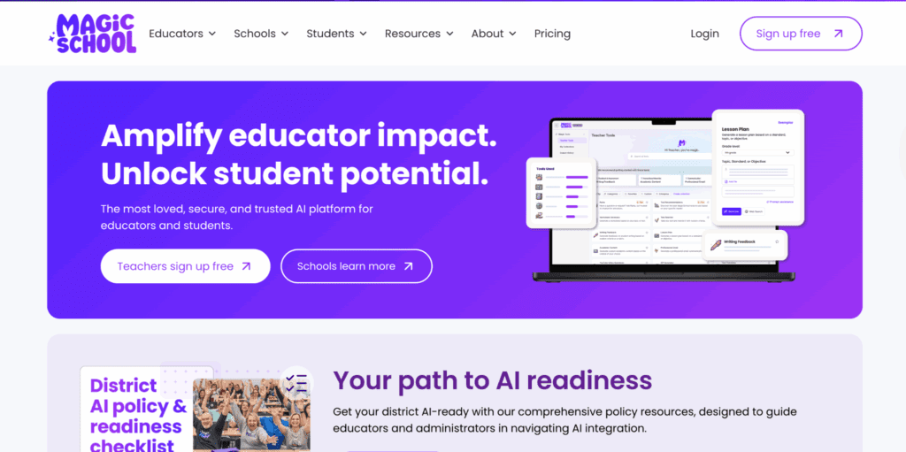image of magic school ai landing page