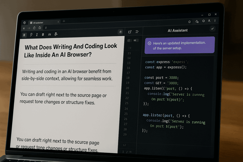 What Writing And Coding Look Like Inside An AI Browser?