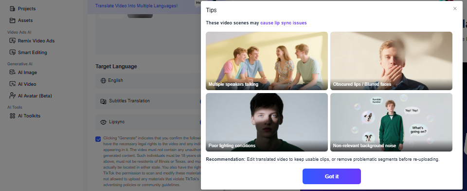 image – VidAU.ai image Enable Lip Sync for Natural Mouth Movement
