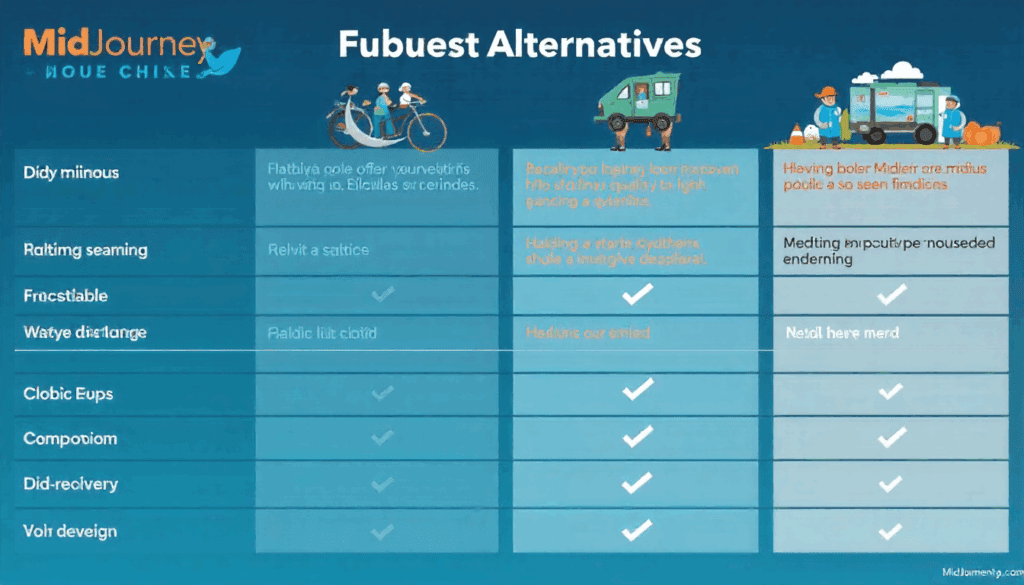 AI tools comparison chart styled as midjourney alternatives.