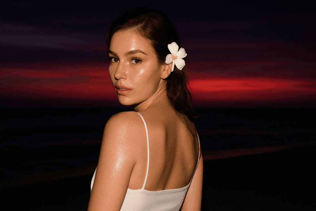 Woman at sunset enhanced with photo editing apps for a soft glow