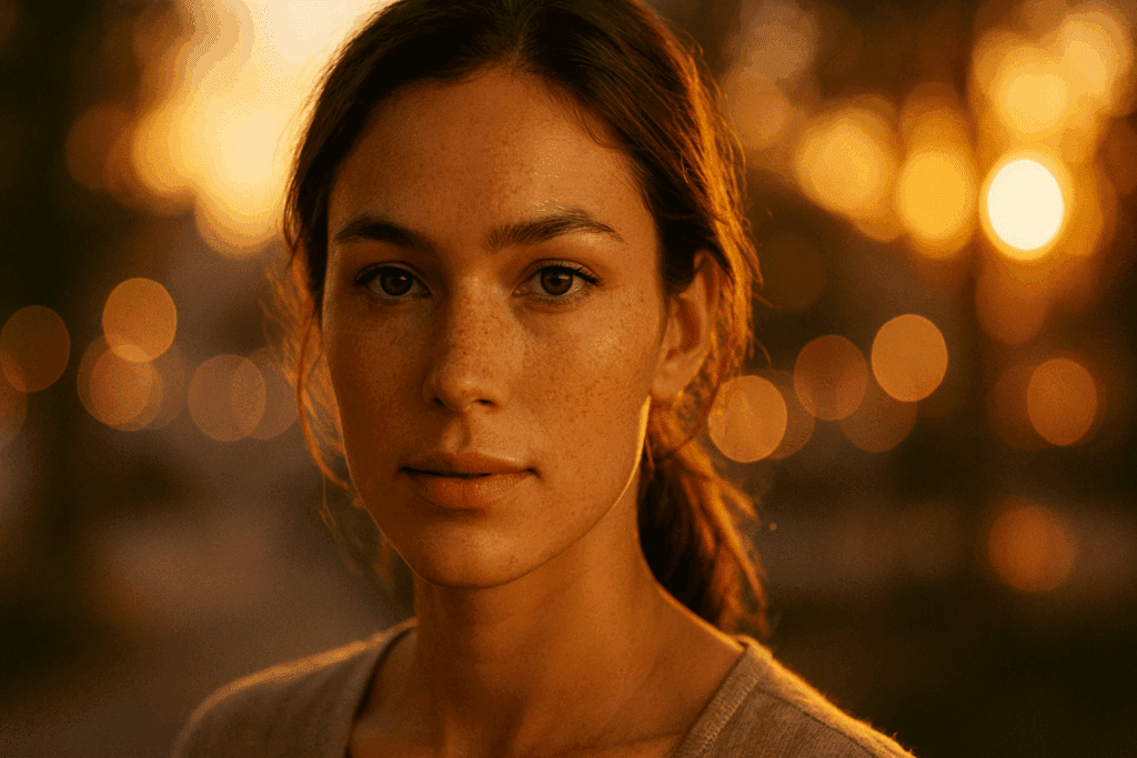 Golden hour portrait improved with photo editing apps for warm lighting