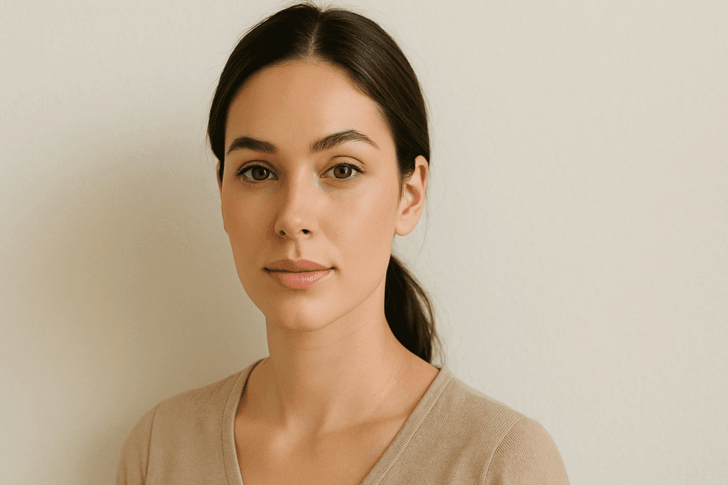 Natural portrait refined with photo editing apps for smooth skin tones