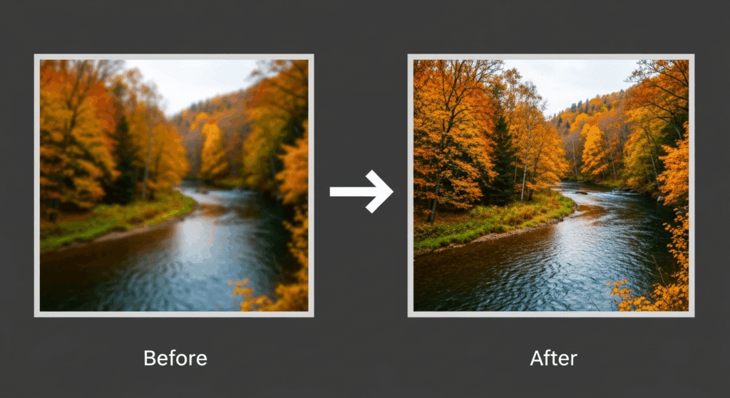 image – VidAU.ai Before and after view of an image sharpener