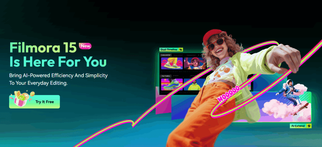 Filmora 15 AI Home Page