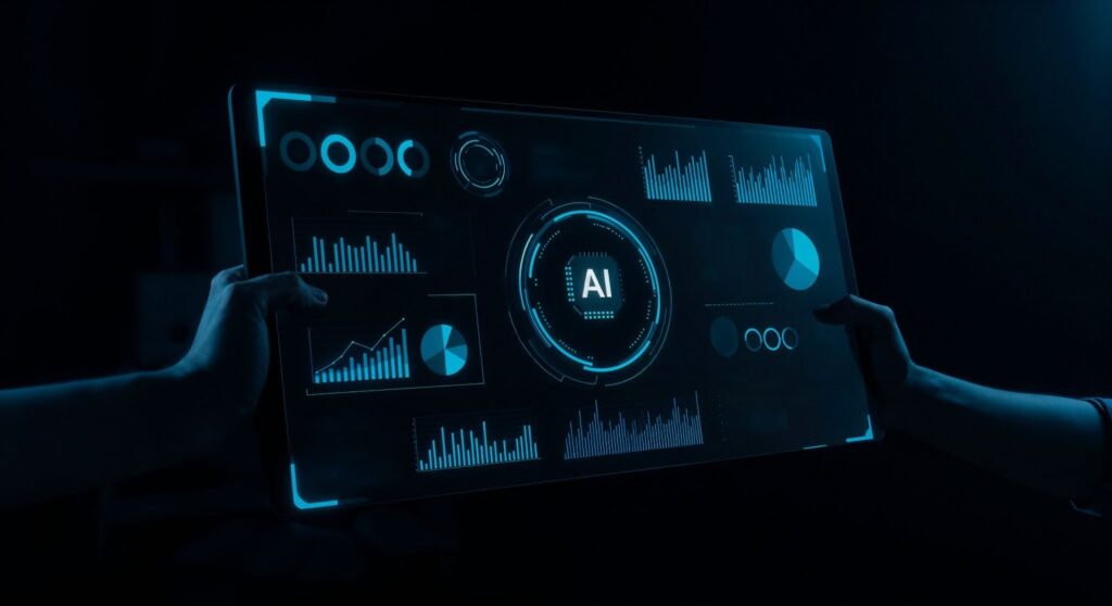 image of futuristic AI workflow interface