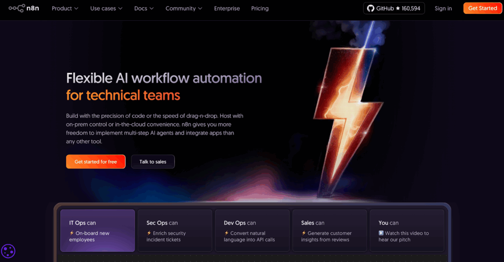 Website screenshot showcasing AI marketing automation for technical teams