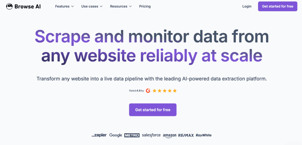 screenshot of Browse AI website homepage – VidAU.ai screenshot of Browse AI website homepage