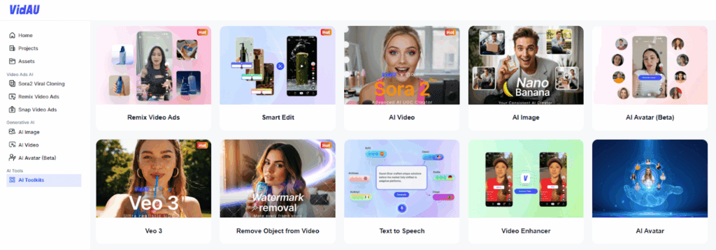image – VidAU.ai image of vidAU dashboard interface
