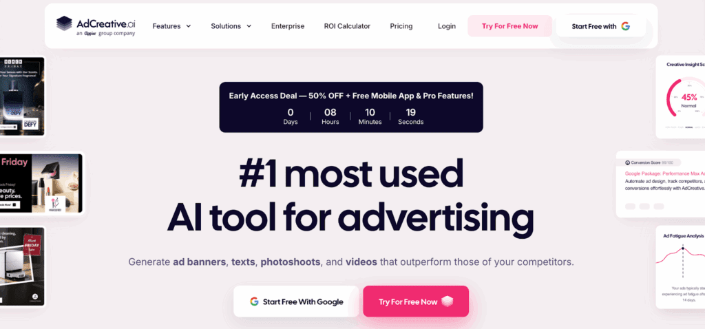 screenshot an ad creative ai homepage