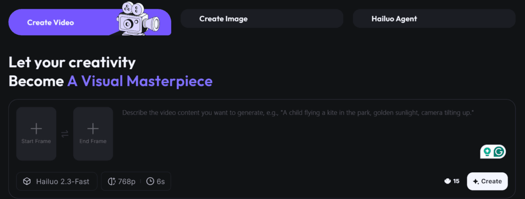 Image of HailuAI. video interface or homepag – VidAU.ai Image of HailuAI. video interface or homepag
