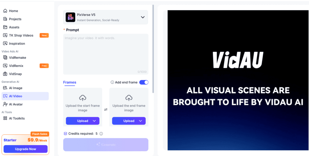 VidAU Pixverse V5 image to video generator – VidAU.ai VidAU Pixverse V5 image to video generator