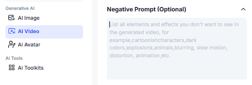 Add Negative Prompt: