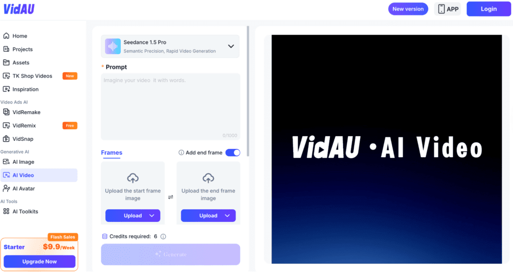 VidAU AI Seedance 1.5 Pro Image Generator Dashboard – VidAU.ai VidAU AI Seedance 1.5 Pro Image Generator Dashboard