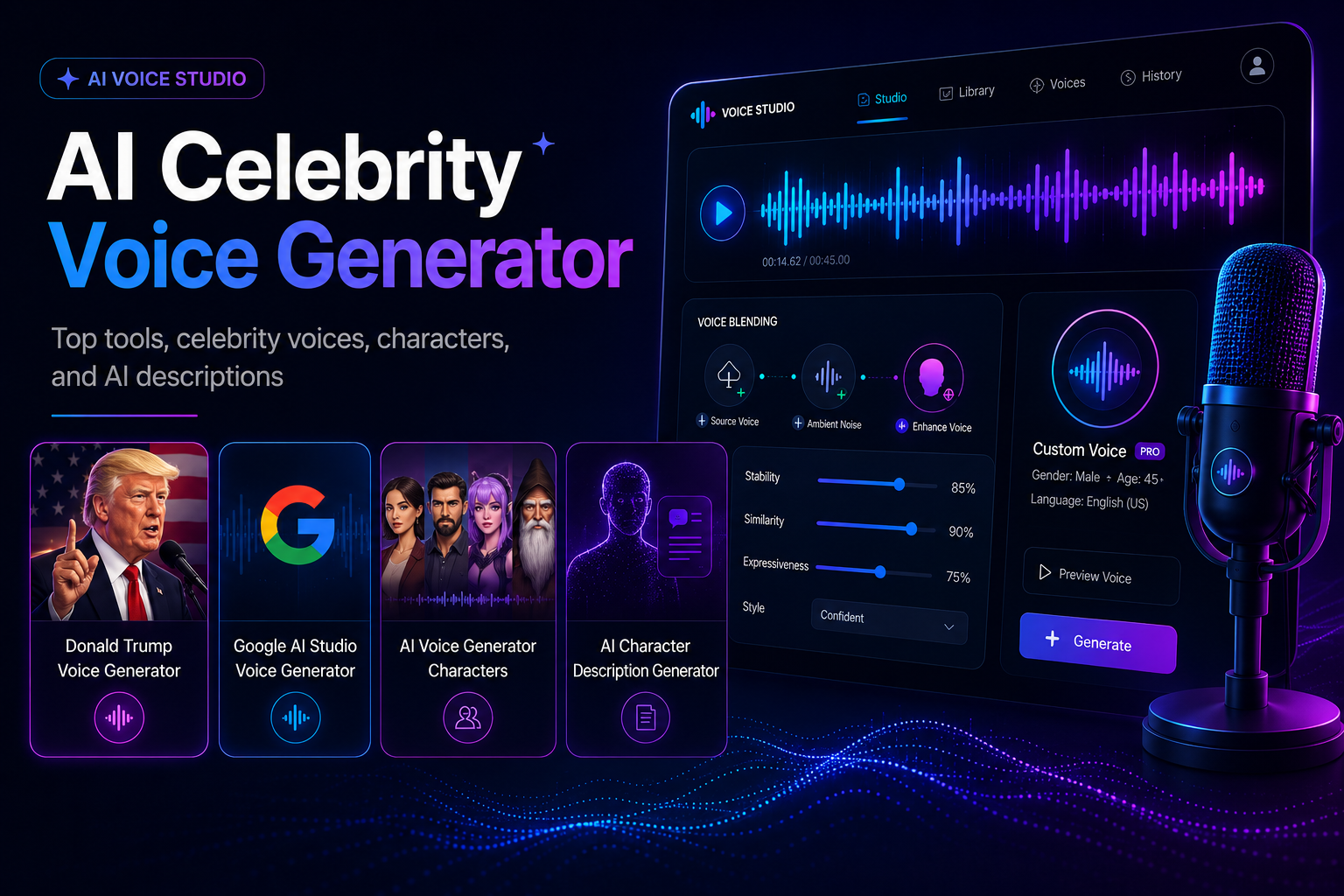 AI Celebrity Voice Generator – VidAU.ai AI Celebrity Voice Generator